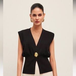 Knit vest with Gold Button. Black. NWT. Size Medium.